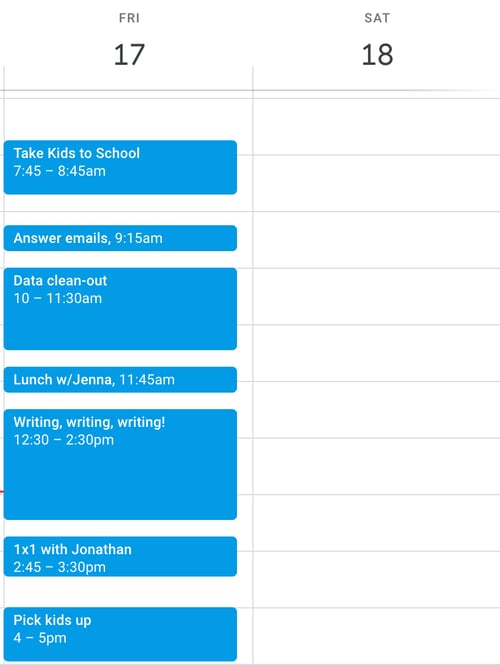 Time blocking example